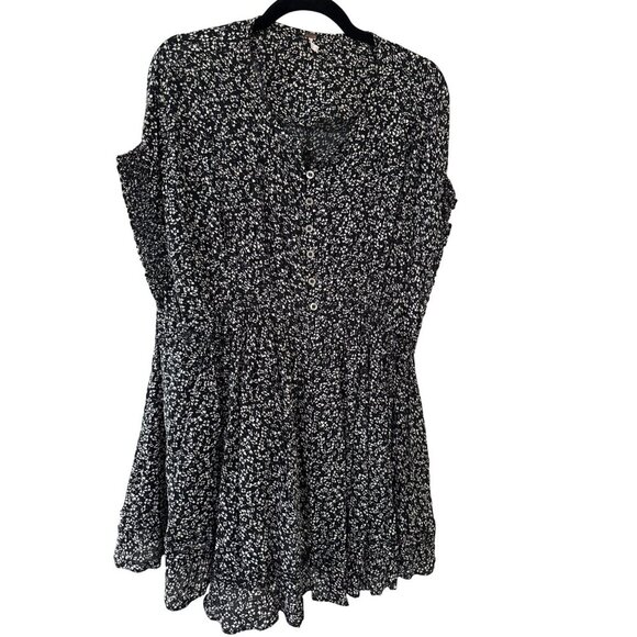 Free People One Fine Day Floral Babydoll Swing Mini Dress Size Medium - Picture 4 of 14